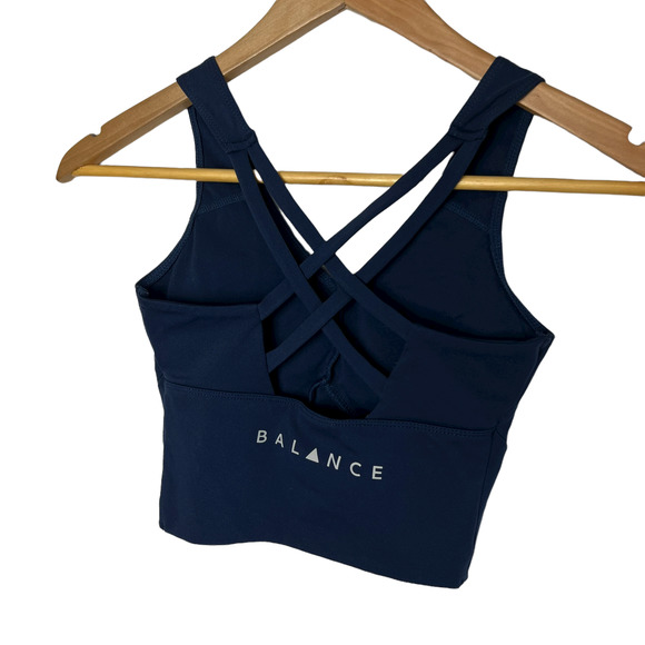 Balance Athletica Navy Blue Criss Cross Back Sports Bra Workout Yoga Gym XS - Picture 6 of 11